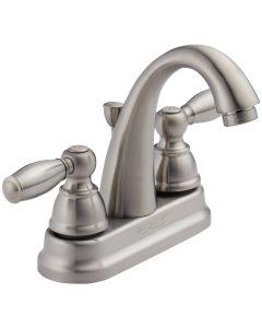 Peerless Claymore Brushed Nickel 2-Handle Lever 4 In. Centerset High Arc J Spout Bathroom Faucet with Pop-Up