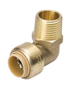 ProLine 1/2 In. PF x 1/2 In. MPT 90 Deg. Push Fit Brass Elbow (1/4 Bend)