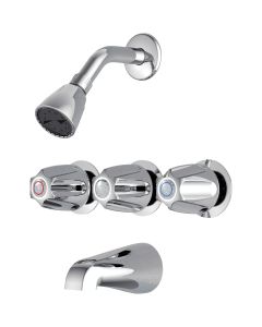 Home Impressions Chrome 3-Handle Metal Knob Tub & Shower Faucet