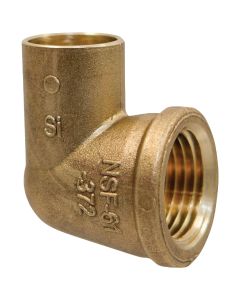 NIBCO 3/4 In. CxF 90 Deg. Cast Brass Copper Elbow (1/4 Bend)