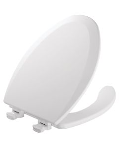 Mayfair Commercial Elongated Open Front White Toilet Seat with Cover