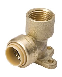 ProLine 1/2 In. F x 1/2 In. PF 90 Deg. Push Fit Drop Ear Brass Elbow (1/4 Bend)