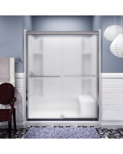 Sterling Finesse 59-5/8 In. W. X 70-1/16 In. H. Chrome Frameless Frosted Glass Sliding Shower Door