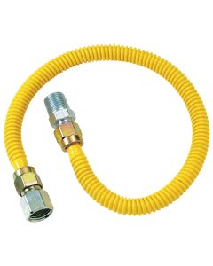 Dormont 1/2 In. OD x 48 In. Coated Stainless Steel Gas Connector, 1/2 In. FIP x 1/2 In. MIP (Tapped 3/8 In. FIP)