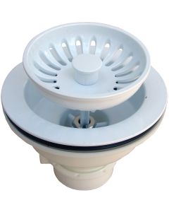 Lasco 3-1/2 In. Heavy-Duty Basket Strainer Assembly, White