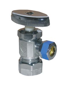 Lasco 5/8 In. Comp Inlet x 3/8 In. Comp Outlet Multi-Turn Style Angle Valve