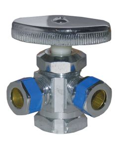 Lasco 1/2 In. IP x3/8 In. Compression x 3/8 In. Compresson Multi-=Turn Style Angle Valve