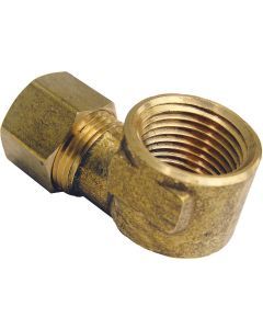 Lasco 3/8 In. C x 1/2 In. FPT 90 Deg. Compression Brass Elbow (1/4 Bend)