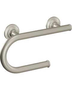 Moen 8 In. Grab Bar with Toilet Paper Holder, Brushed Nickel