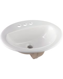 Oval Drop-In Bathroom Sink, White