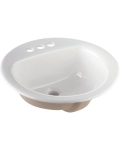 Round Drop-In Bathroom Sink, White