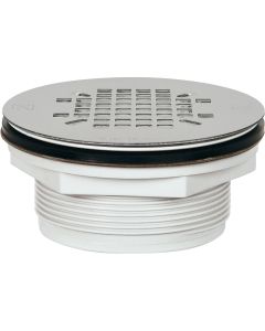 Sioux Chief 2 In. PVC No-Caulk Shower Drain with 4-1/4 In. Stainless Steel Drain