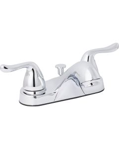 Home Impressions Polished Chrome 2-Handle Knob 4 In. Centerset Bathroom Faucet with Pop-Up