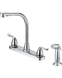 Home Impressions Dual Handle Metal Handle Kitchen Faucet with Side Spray, Chrome