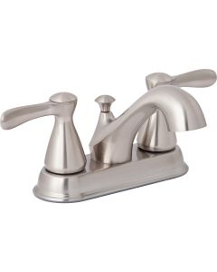 Home Impressions Traditional Brushed Nickel 2-Handle Lever 4 In. Centerset Bathroom Faucet with Pop-Up