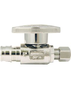 Apollo Retail 1/2 In. Barb x 1/4 In. Compression Chrome-Plated Brass Straight PEX Stop Valve, Type A