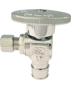 Apollo Retail 1/2 In. Barb x 1/4 In. Compression Chrome-Plated Brass Angle PEX Stop Valve, Type A