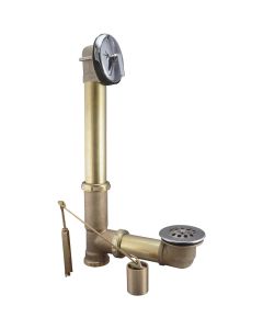 Keeney Rough Brass Trip Lever Bath Drain with Polished Chrome Trim