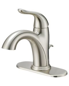 Home Impressions Brushed Nickel 1-Handle Lever 4 In. Centerset Bathroom Faucet with Pop-Up