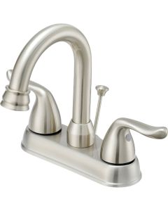 Home Impressions Brushed Nickel 2-Handle Lever 4 In. Centerset Hi-Arc Bathroom Faucet with Pop-Up