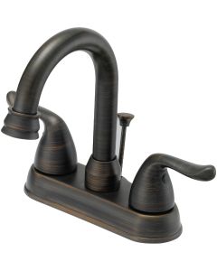 Home Impressions Oil-Rubbed Bronze 2-Handle Lever 4 In. Centerset Hi-Arc Bathroom Faucet with Pop-Up