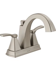 Delta Flynn Stainless 2-Handle Lever 4 In. Centerset Bathroom Faucet with Pop-Up