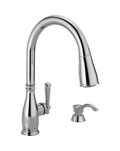 Delta Charmaine Chrome Single Handle Pull-Down Kitchen Faucet with Soap Dispenser