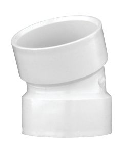 Charlotte Pipe 3 In. Hub x Hub Schedule 40 22-1/2 Deg. DWV PVC Elbow (1/16 Bend)