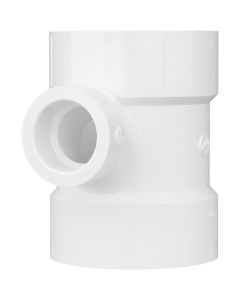 Charlotte Pipe 4 In. x 1-1/2 In. Reducing Sanitary PVC Tee