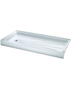 Mustee CareGiver ShowerTub 60 In. W x 30 In. D Left Drain Shower Floor & Base in White