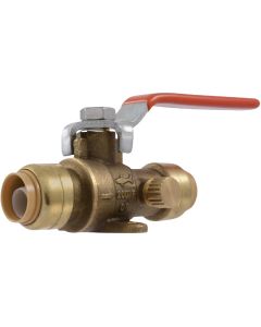 SharkBite 1/2 In. Brass Push-Fit Ball Valve with Drain & Mounting Tab