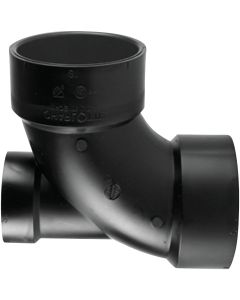 Charlotte Pipe 3 x 3 x 2 In. Hub x Hub x Hub 90 Deg. ABS Elbow w/Low Heel Inlet (1/4 Turn)