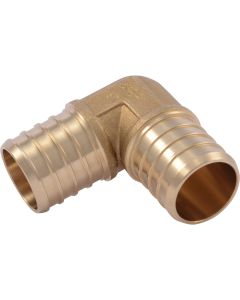 SharkBite 1 In. x 1 In. Barb 90 Deg. Brass PEX Elbow (1/4 Bend)