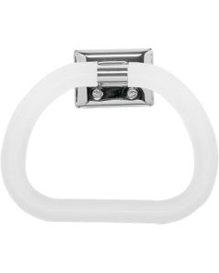 Decko Chrome/White Plastic Towel Ring