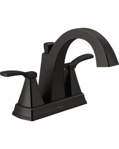 Delta Flynn Matte Black 2-Handle Lever Centerset Bathroom Faucet with Pop-Up