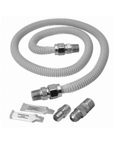 Dormont 5/8 In. OD x 48 In. Coated Stainless Steel Gas Connector Range Kit, 1/2 In. MIP (Tapped 3/8 In. FIP) x 1/2 In. MIP SmartSense