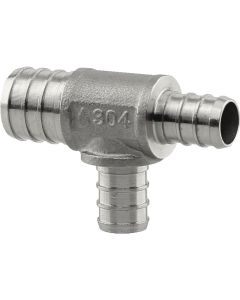 PlumbEeze 3/4 In. x 1/2 In. x 1/2 In. Stainless Steel PEX Tee