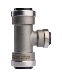 QuickFitting 3/4 In. x 3/4 In. x 1/2 In. Push-to-Connect Stainless Steel Reducing Tee