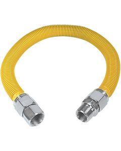 Dormont 1 In. OD x 24 In. Coated Stainless Steel Gas Connector, 3/4 In. FIP x 3/4 In. MIP (Tapped 1/2 In. FIP)