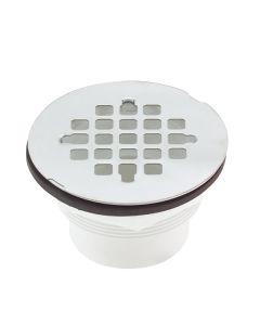 Jones Stephens 2 In. PVC Solvent Weld Shower Drain with 4-1/4 In. Stainless Steel Strainer