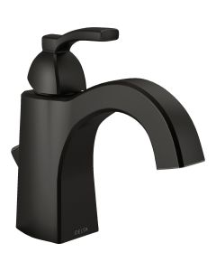 Delta Flynn Matte Black 1-Handle Lever Centerset Bathroom Faucet with Pop-Up