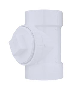 Charlotte Pipe 4 In. Test PVC Tee with Toe Saver Plug