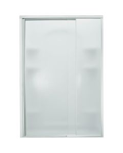 Sterling Vista Pivot II 48 In. W. X 65-1/2 In. H. Chrome Pebbled Glass Shower Door