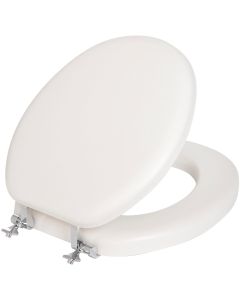 Mayfair by Bemis Round Closed Front White Premium Soft Toilet Seat with Chromes Hinges