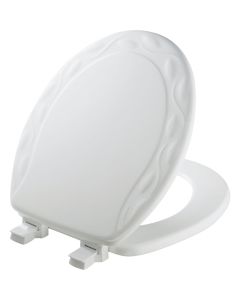 Mayfair Round Closed Front Designer Sculptured Ivy White Wood Toilet Seat