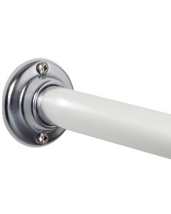 Zenith Zenna Home Straight 60 In. Adjustable Fixed Shower Rod with Flange in Chrome