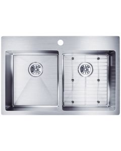 Elkay Crosstown Double Bowl 33 In. x 22 In. x 9 In. Deep Stainless Steel Kitchen Sink Kit, Dual-Mount