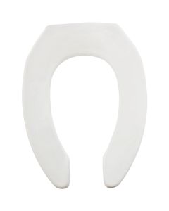 Mayfair Commercial STA-TITE Elongated Open Front White Molded Plastic Toilet Seat