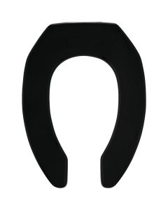 Mayfair Commercial STA-TITE Elongated Open Front Black Molded Plastic Toilet Seat