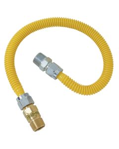 Dormont 5/8 In. OD x 36 In. Coated Stainless Steel Gas Connector, 1/2 In. MIP (Tapped 3/8 In. FIP) x 1/2 In. MIP SmartSense